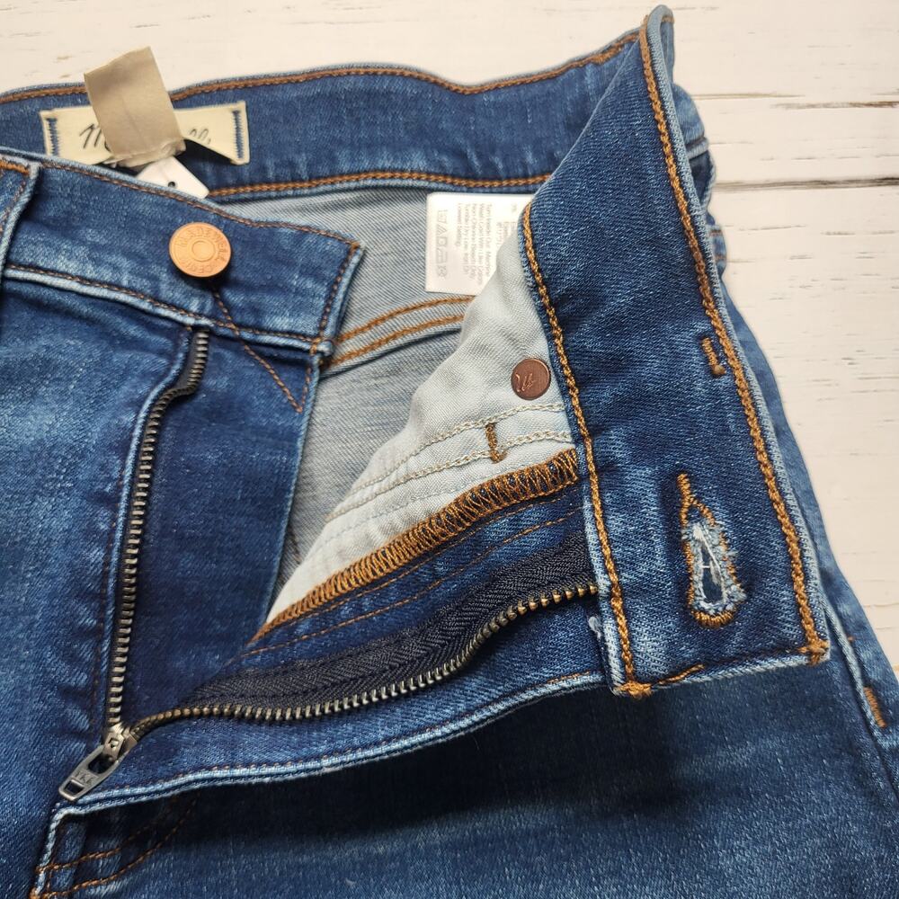Madewell Flared Wide Leg Crop Jeans Raw Hm Super Stretch Medium Pelion Wash 26 - Picture 7 of 11